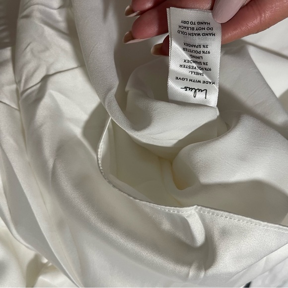 Lulus Chasing My Heart Ivory Satin Cowl Neck Romper size S - Picture 8 of 8